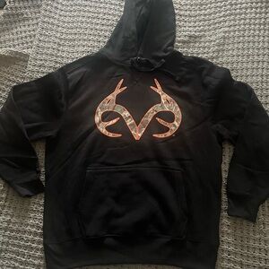 Realtree Black Hoodie with Camouflage Antler Design